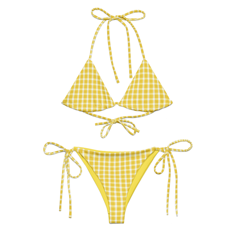 Limone Gingham / Áine Triangle String Bikini Bottom