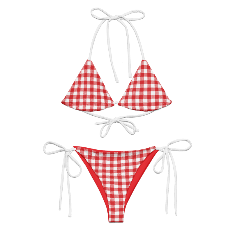 Southern Girl Gingham / Áine Triangle String Bikini Top