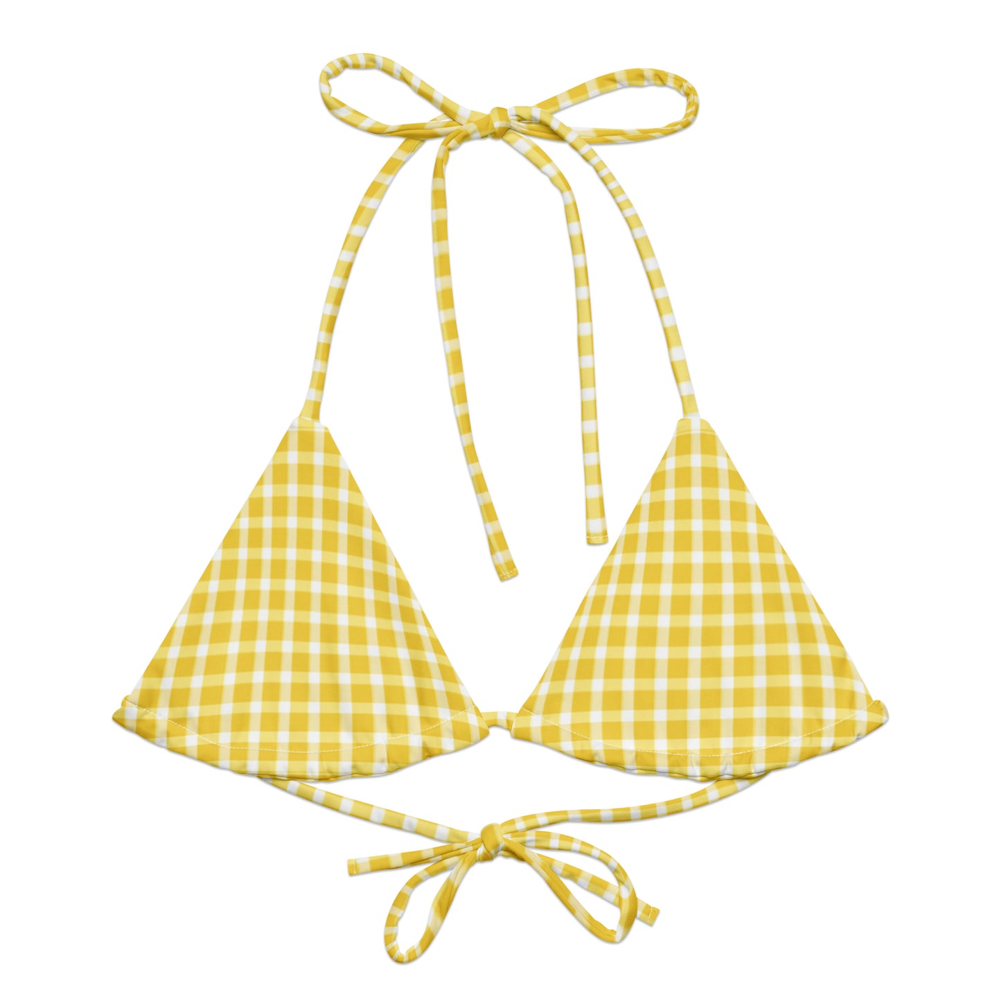 Limone Gingham / Áine Triangle String Bikini Top