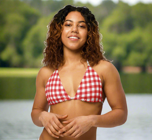 Southern Girl Gingham / Áine Triangle String Bikini Top